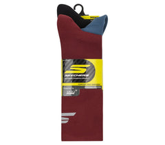 3 Pack Men's Reflective Performance Half Terry Crew Socks|Skechers