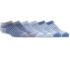 6 Pack Striped No Show Socks|Skechers