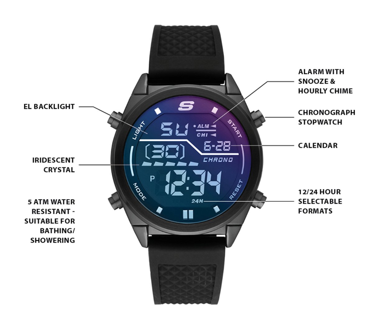 Accessories Blue Face Digital Watch|Skechers