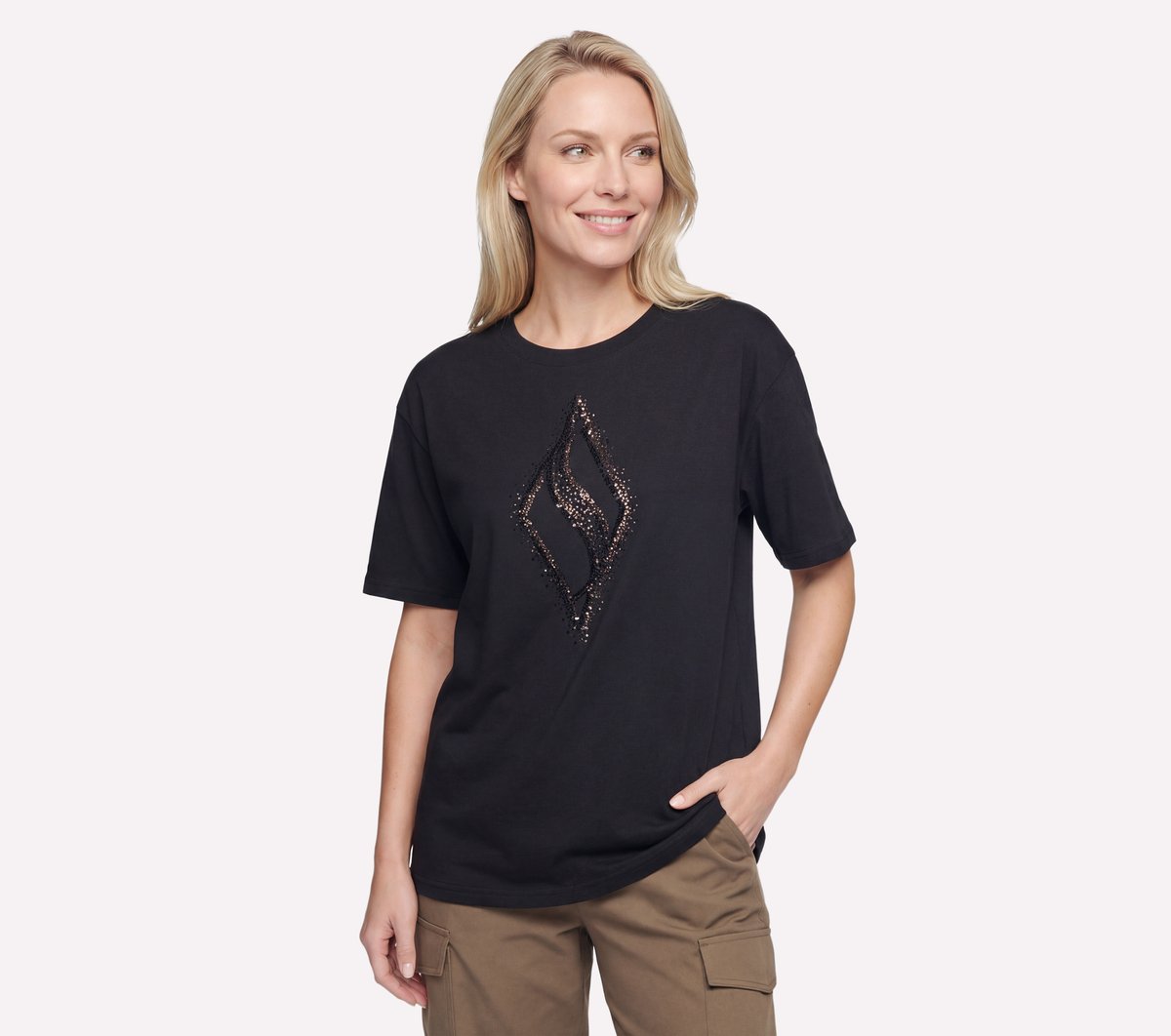 Gold Splatter Diamond Short Sleeve Tee|Skechers