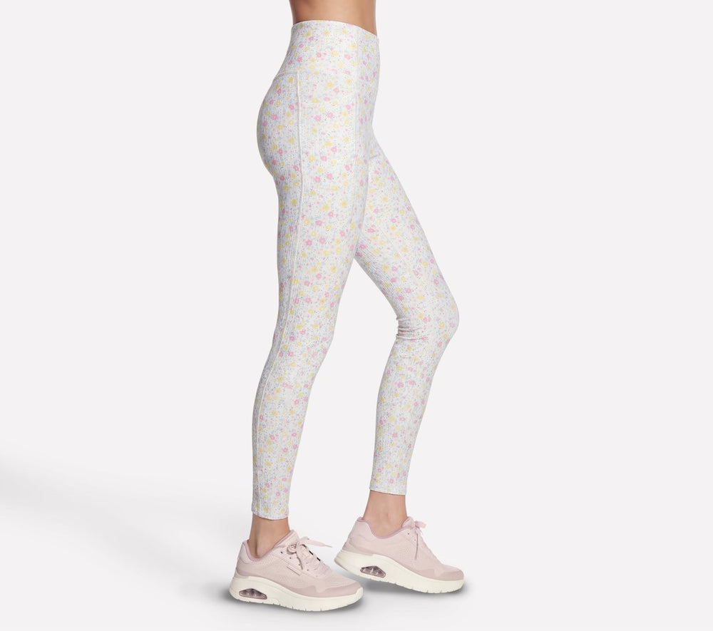 GO WALK Rib Floral Full Length High-Waisted Legging|Skechers
