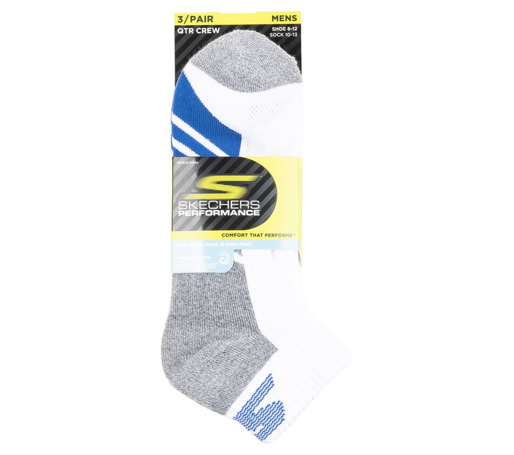 3 Pack Men's Half Terry Quarter Crew Socks|Skechers