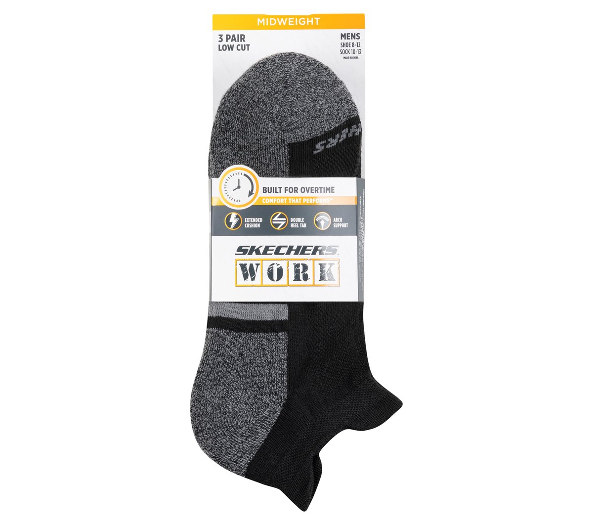 Lowcut Heel Tab Work Socks - 3 Pack|Skechers