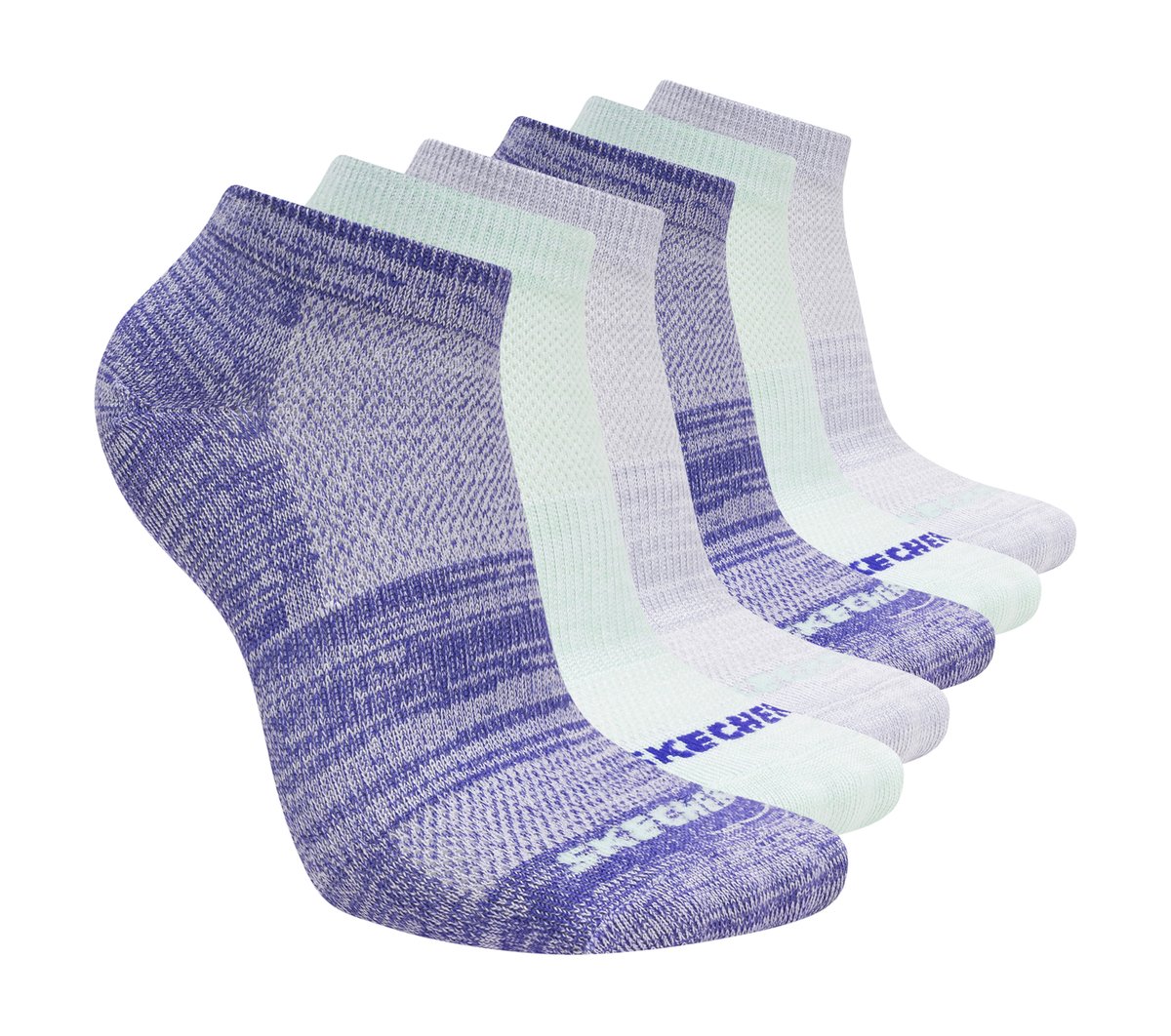 6 Pack Girls' Low Cut Color Stripe Socks|Skechers