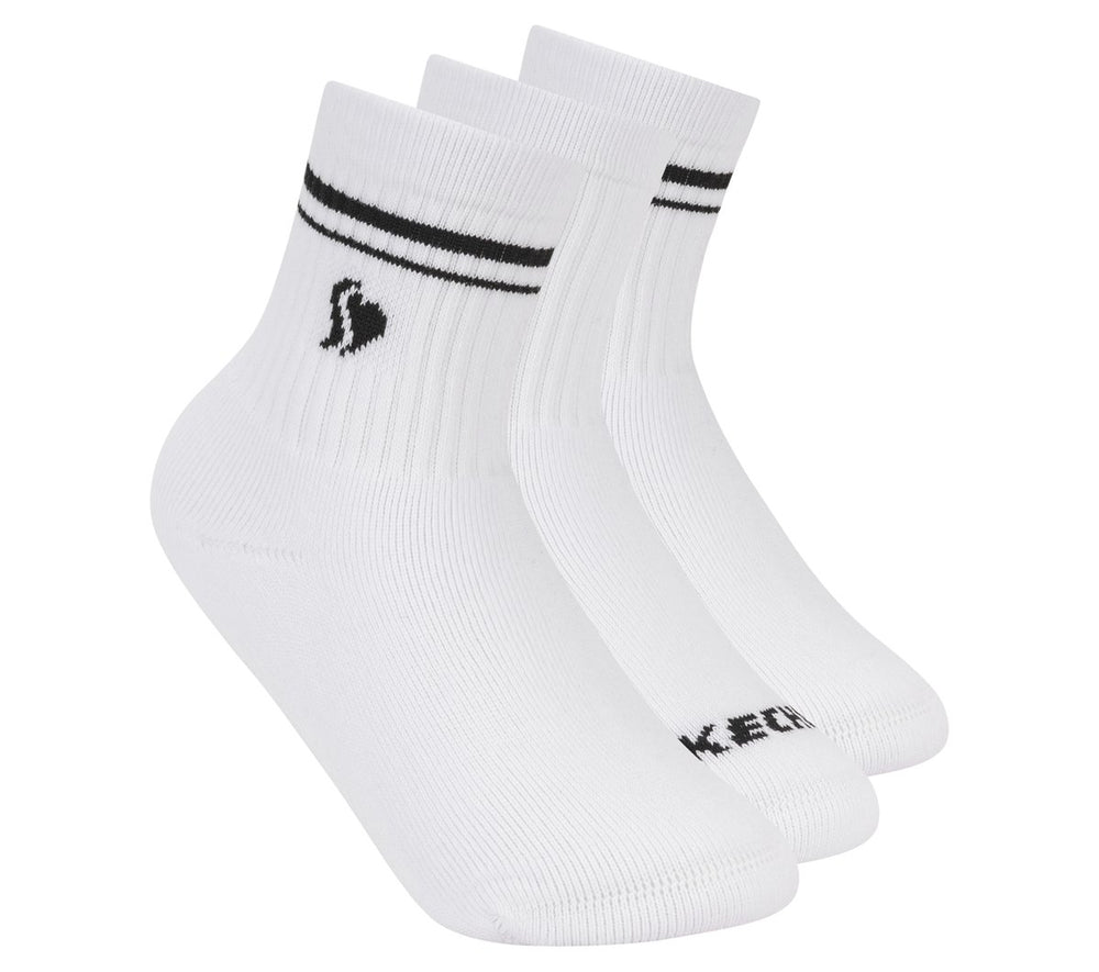 3 Pack Girls' Low Crew Ribbed Socks|Skechers